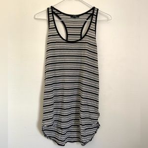 Black and White Striped ISSI High Low Tank Top